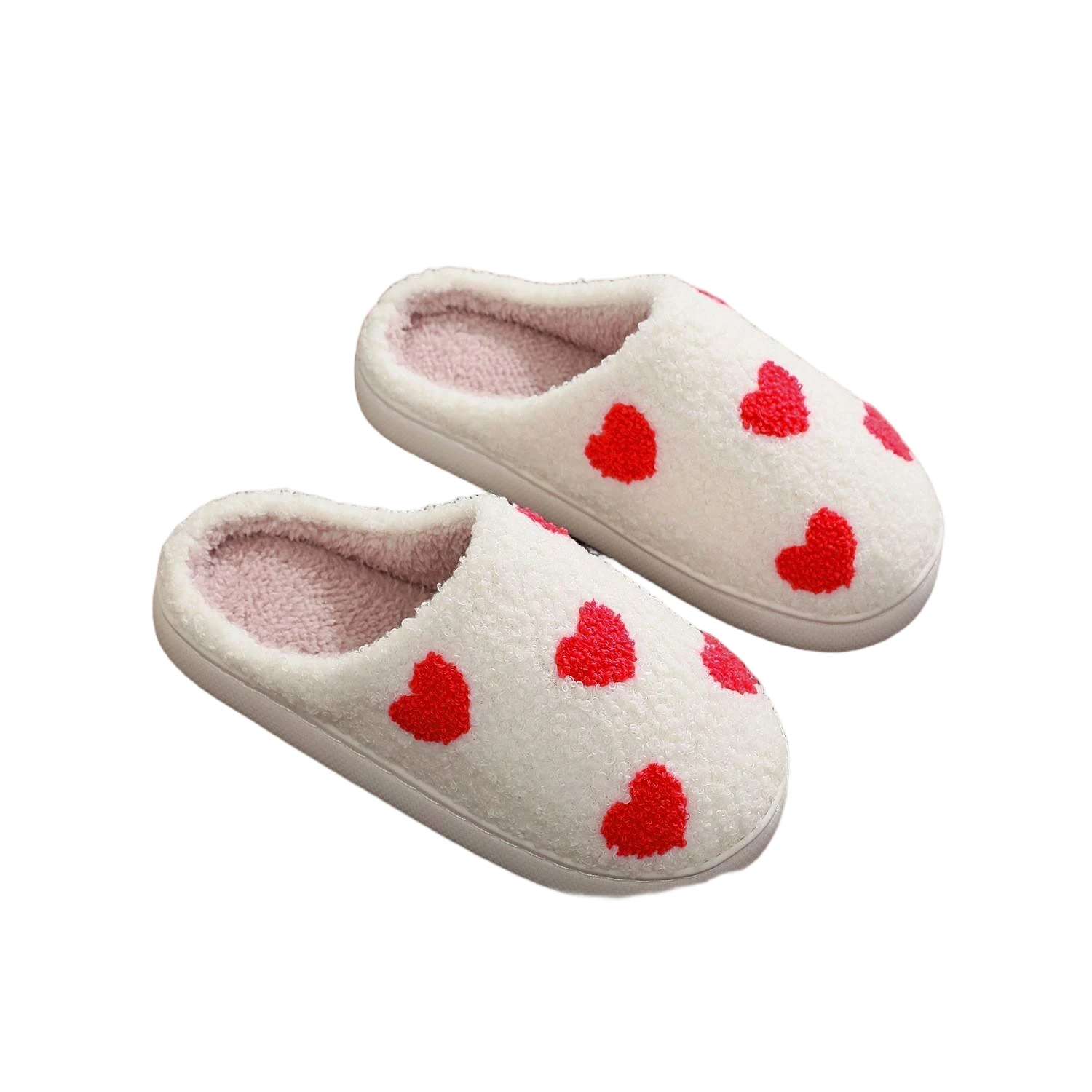 Chaussons d'intérieur doux et moelleux en polaire pour femmes, tendance et mignons, en forme de cœur